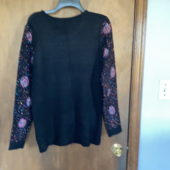 Offer $10 Apt 9 black multi color metallic accent polka dot retro sweater L - Picture 16 of 17